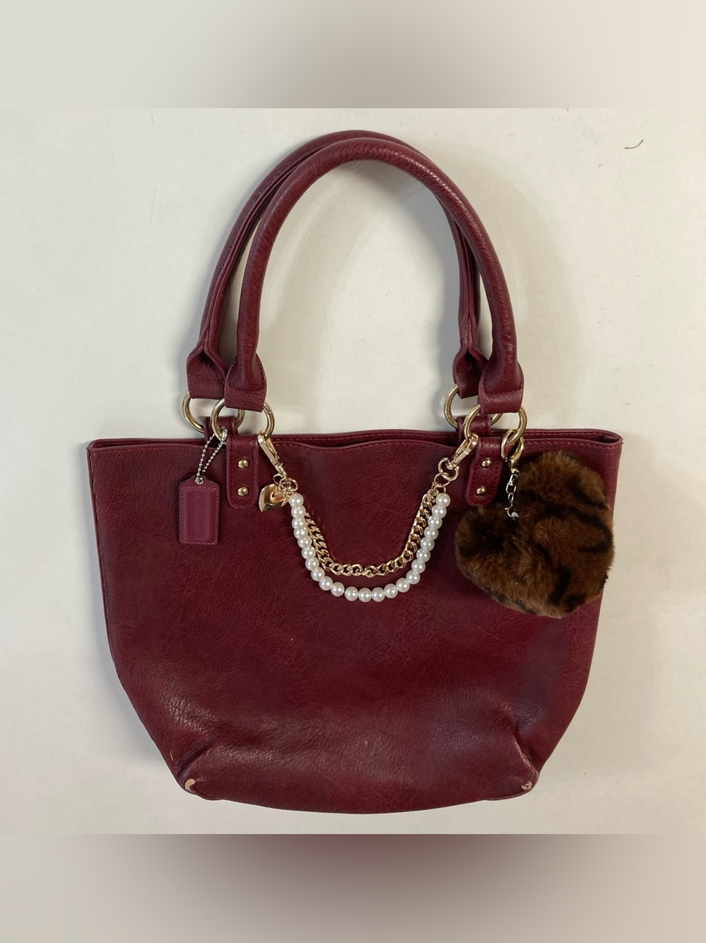 Burgundy Leather Shopper Tote